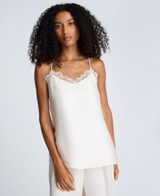 Kenneth Cole Women's Satin Lace Trim Cami - Macy's
