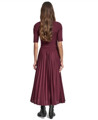 Women's Ballet Sleeve Pleated Midi Dress