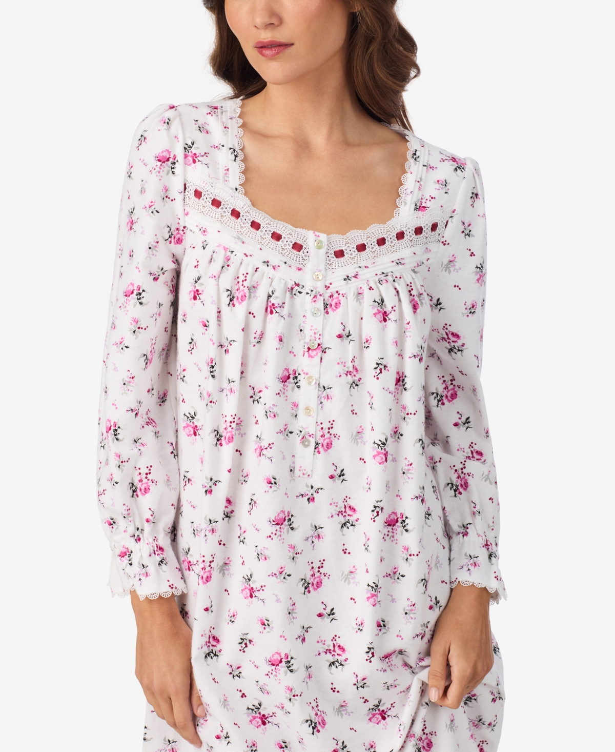 Eileen West Women's Cotton Flannel Long Sleeve Ballet Nightgown