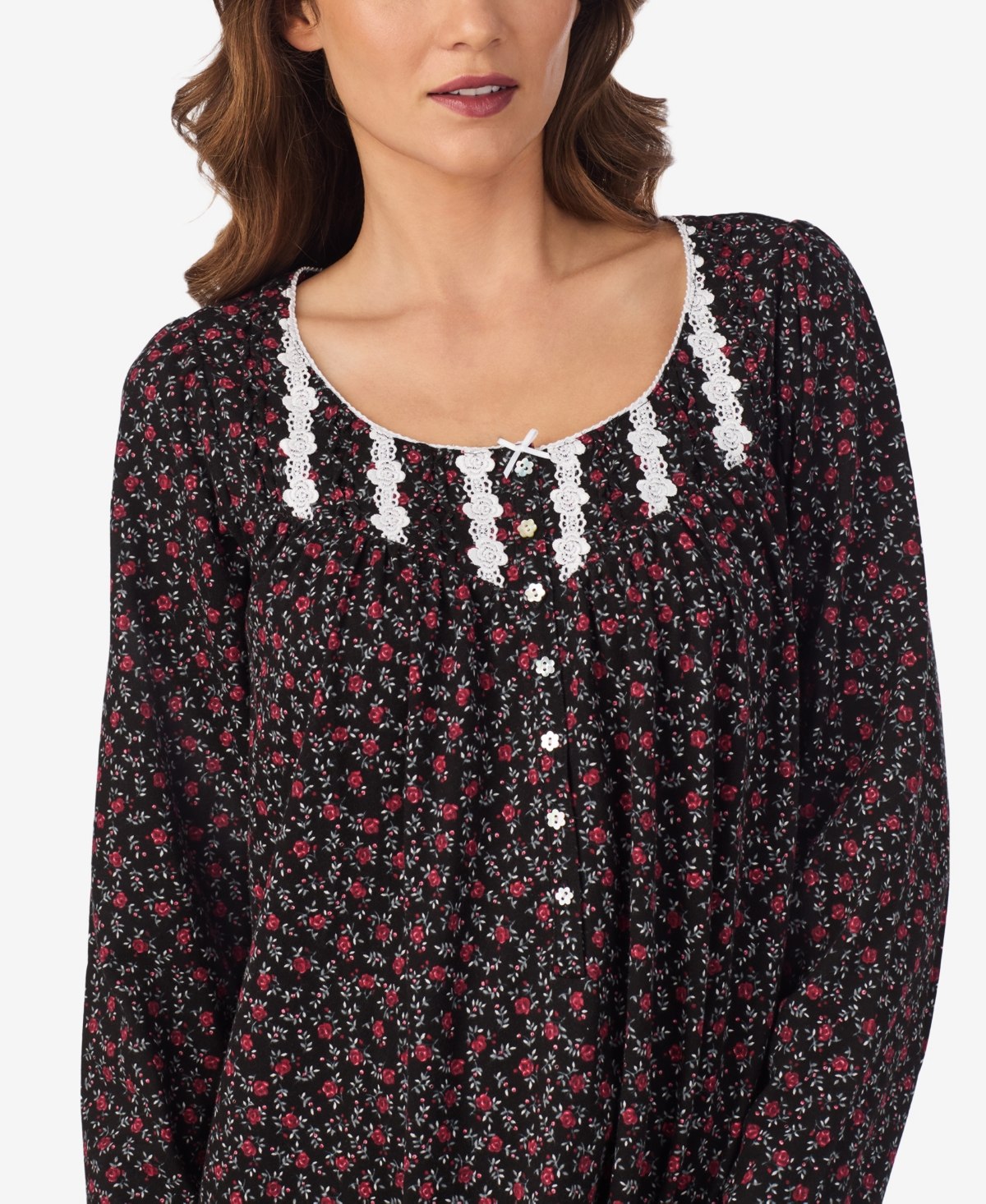 Eileen West Women's Long Sleeve Short Nightgown