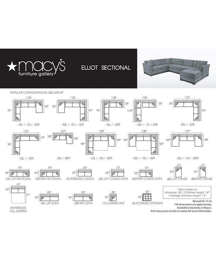 Furniture Elliot Fabric Microfiber 3Piece Chaise Sectional Sofa