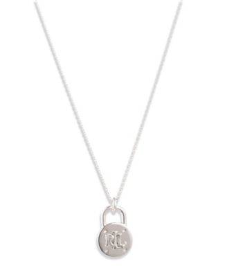 Lauren Ralph Lauren - Silver-Tone Logo Padlock Pendant Necklace