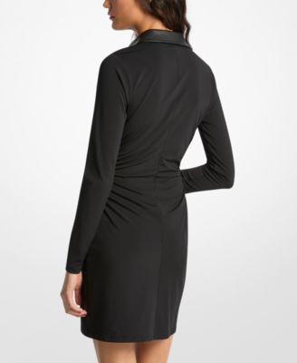 Women's Ruched V-Neck Mini Dress