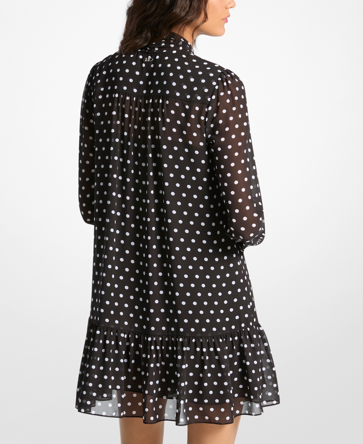 Michael Kors Michael  Women's Dotted Pleated Bow Dress In Multi