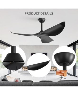 38-inch Modern Black 3-Blade without Light Ceiling Fan with Six Speed Remote Control and Timing Function for Indoor