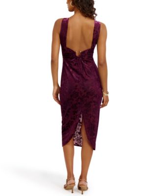 Women's Burnout V-Neck Midi Dress