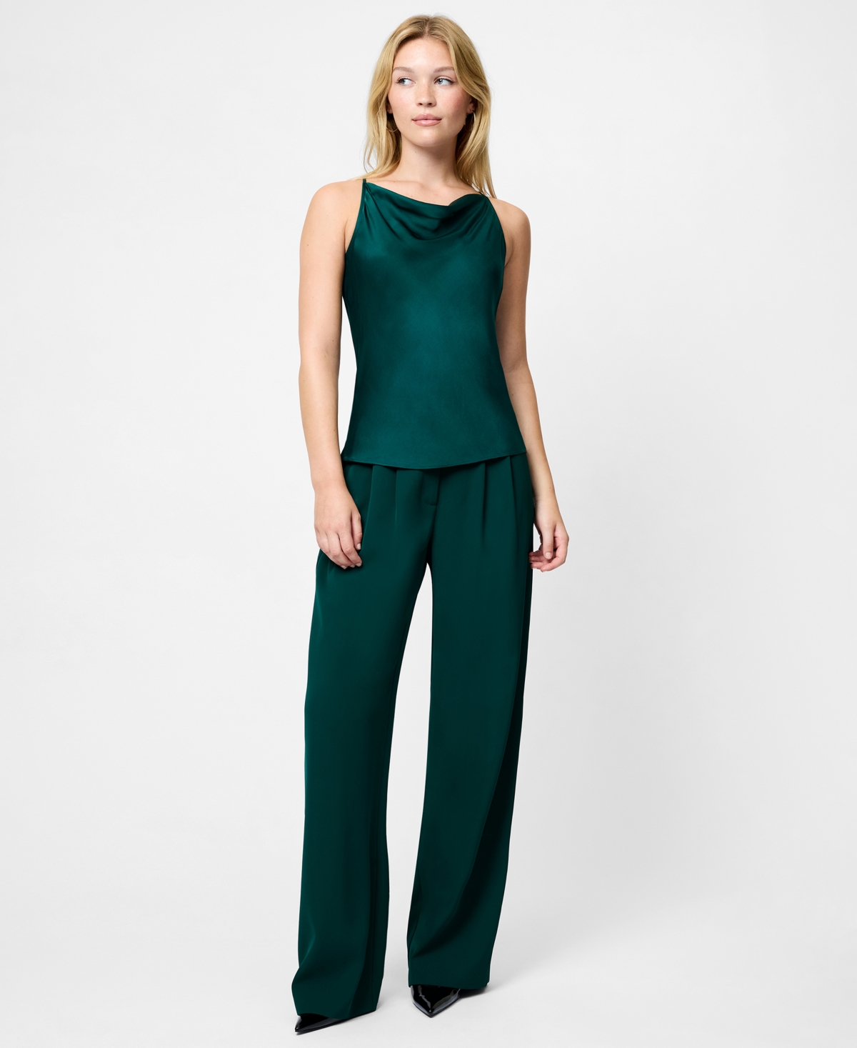 French Connection Women's Ennis Satin Cowl Neck Top