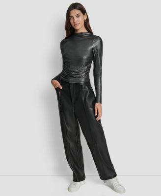 Women's Ruched Detail Long-Sleeve Top