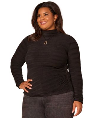 Plus Size Long-Sleeve Asymmetrical Side Ruching Top