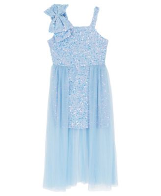 Girls 7-16 Fuzzy Sequin Bow Shoulder Dress