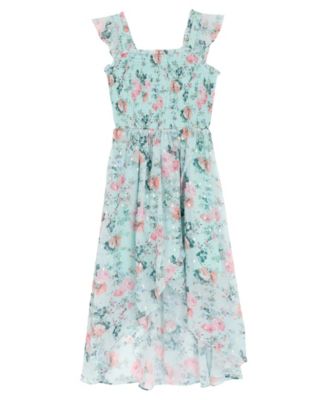 Girls 7-16 Floral Lurex Chiffon Smocked Dress