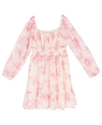 Girls 7-16 Floral Chiffon Square Neck Dress