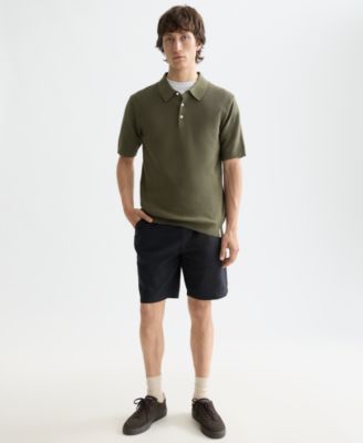Men's Structured Knitted Short-Sleeve Polo Shirt