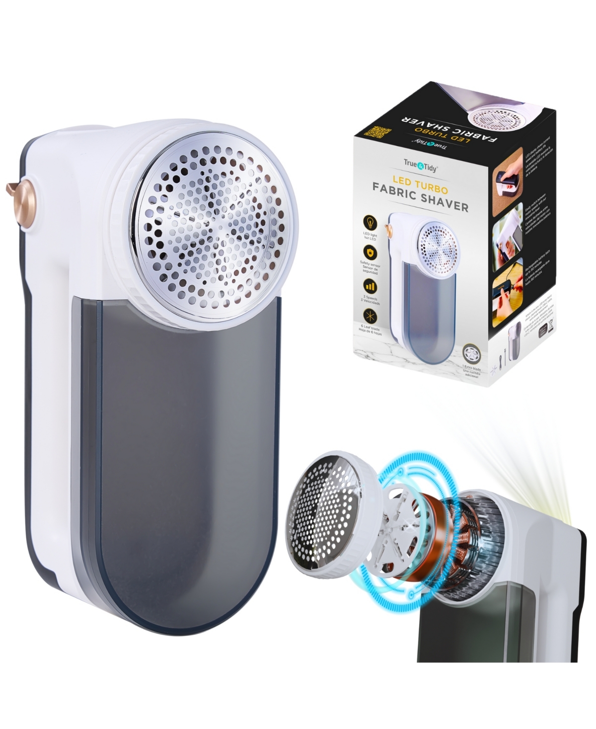 True & Tidy Led Turbo Fabric 7" Shaver with Led Headlight