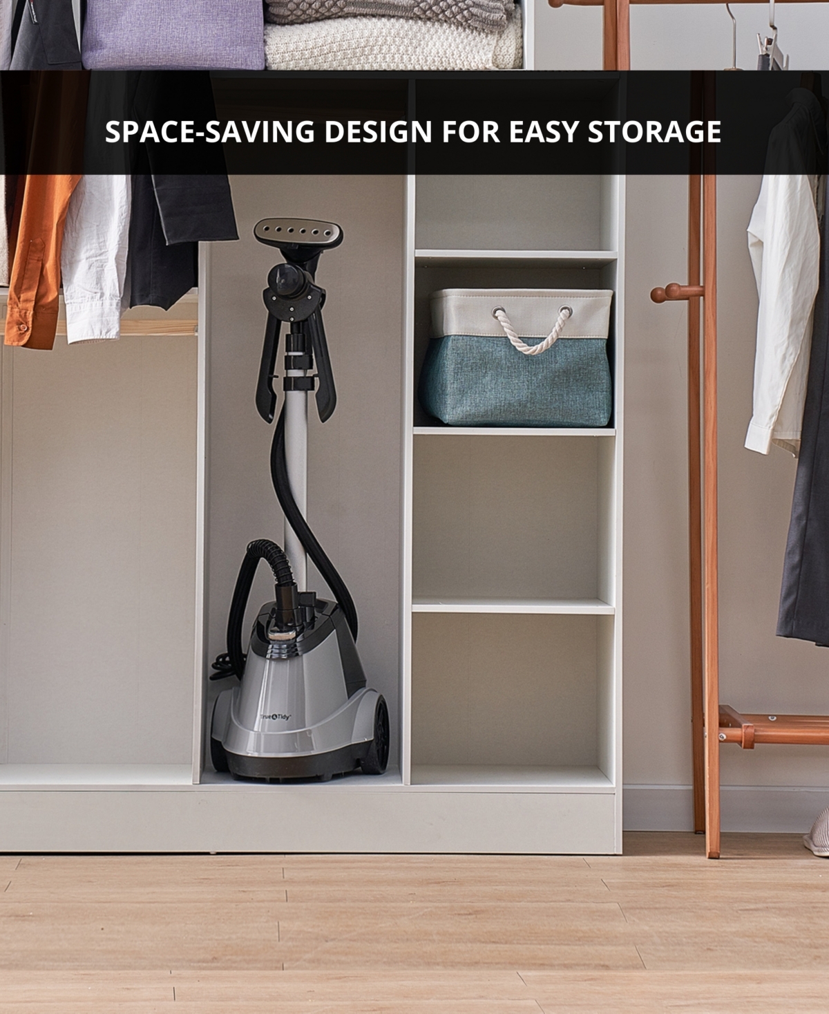 True & Tidy Heavy Duty Intelligent Auto Shut-Off 66" Garment Steamer