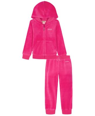 Girls Toddler 2T-4T Velour Full Zip Hoodie and Jogger Pants, 2-Piece Set