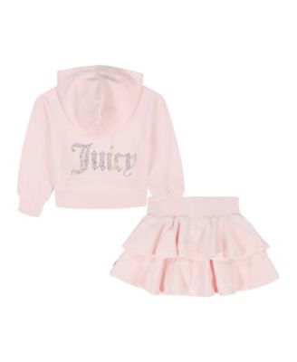 Girls 4-6X Velour Full Zip Hoodie and Skirt, 2-Piece Set