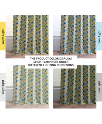 Geometric Faux Silk Jacquard Room Darkening Curtain