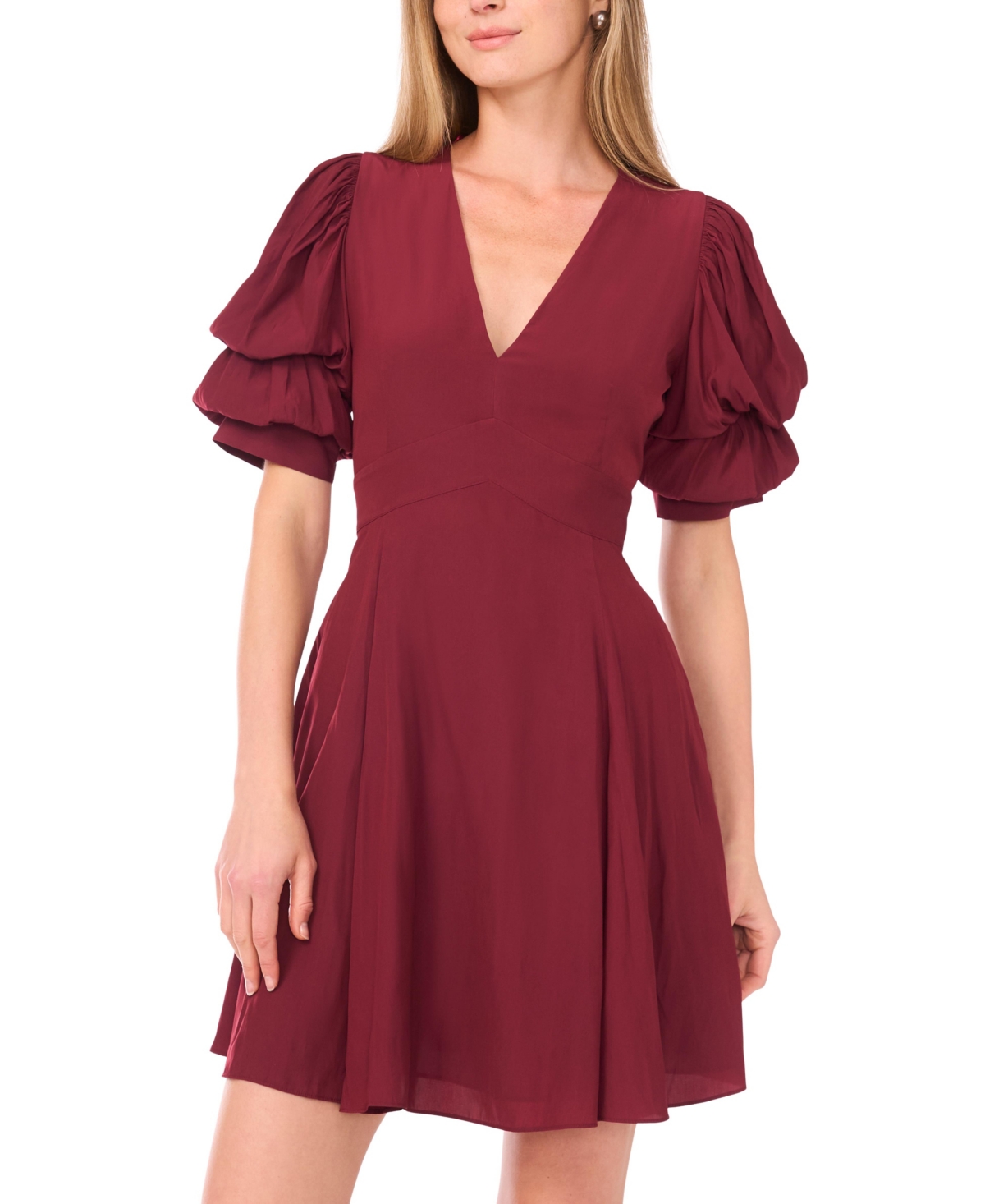 1.state Women's V-Neck Short Bubble Sleeve Mini Dress