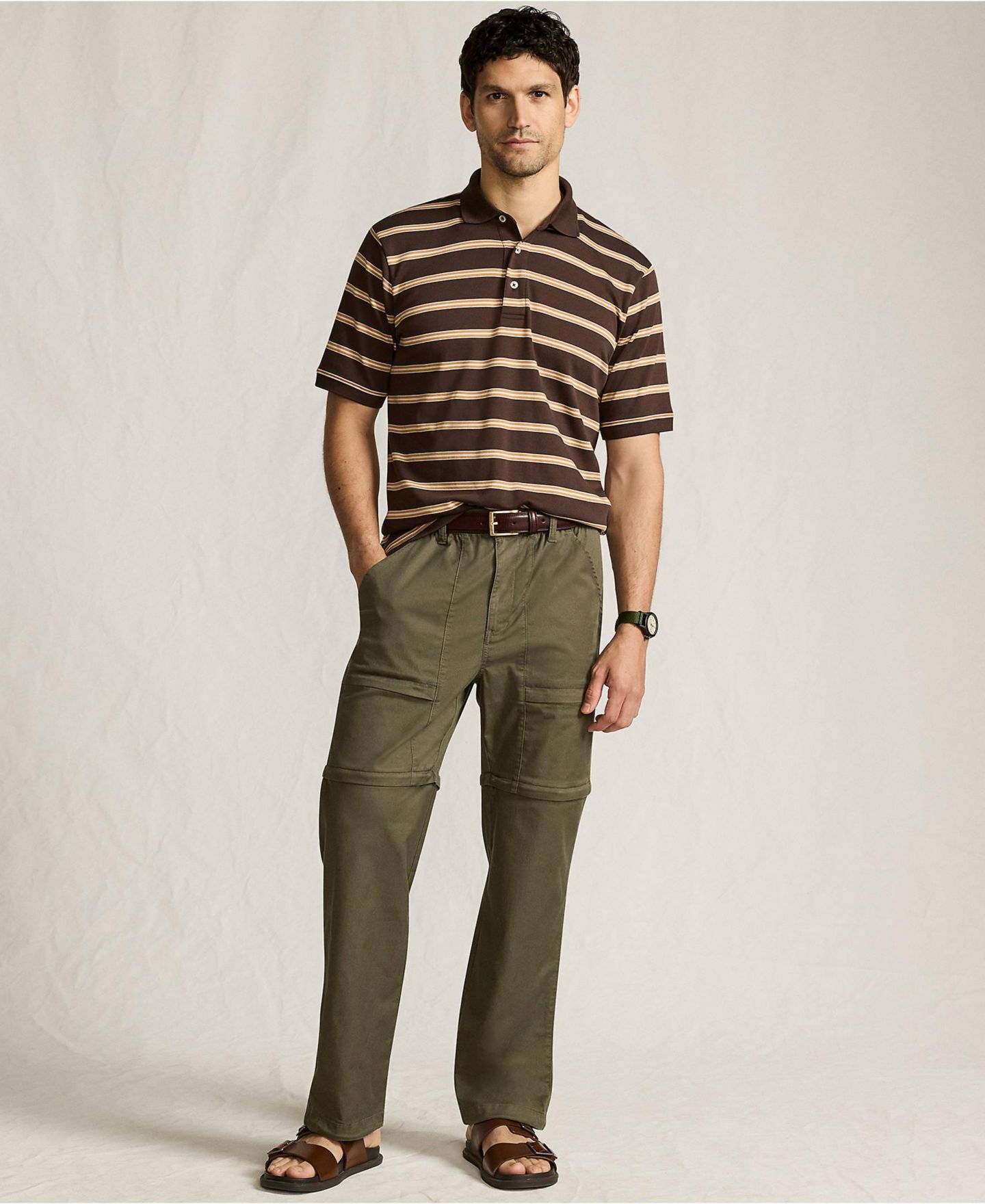 Мужские брюки Lands' End Zip Off Pant, цвет: Тёмно-зелёный мох — фото 4