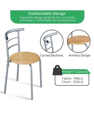 Modern Metal Dining Set for 2 with 1 Table & 2 Chairs Drift Brown