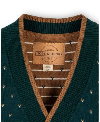 Boys Organic Long Sleeve Tipped Cardigan Sweater