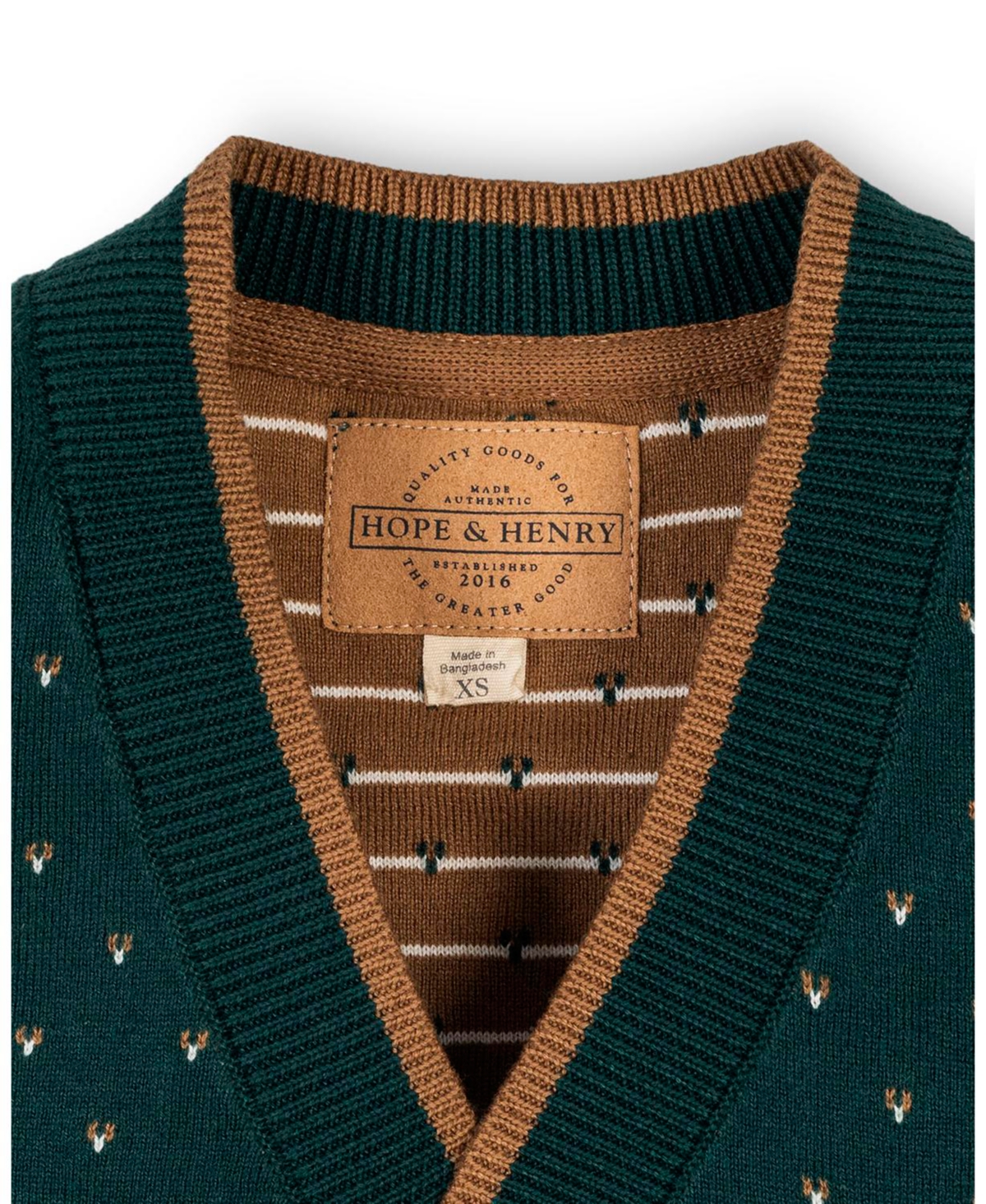 Hope & Henry Boys Organic Long Sleeve Tipped Cardigan Sweater