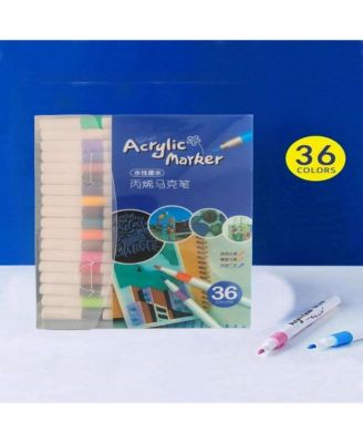 36 Pcs Acrylic Paint Pen, Multipurpose DIY Painting Acrylic Paint Pen for Home Glass Wood Stone Fabric Painting