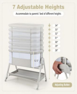 Portable Bedside Bassinet with 7 Adjustable Heights