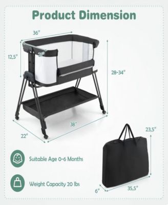Portable Bedside Bassinet with 7 Adjustable Heights