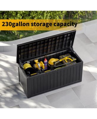 230 gal Patio Waterproof Resin Deck Box Lockable Outdoor Storage Garden Tools