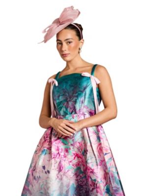 Women's Strappy Bow Detail Twill Midi Dress