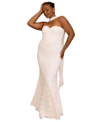 Women's Lace Bandeau Scarf Detail Maxi Dress