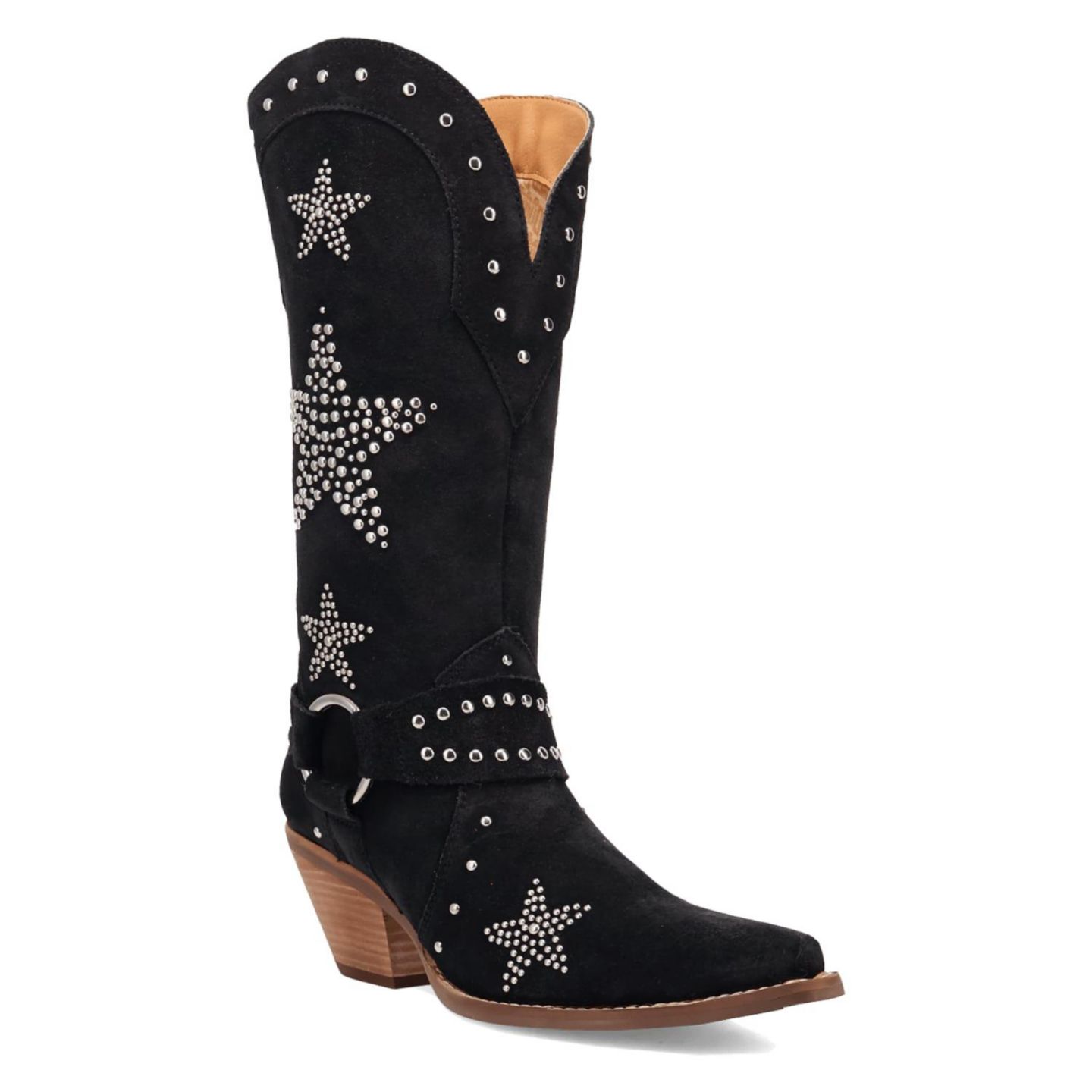 Женские ботинки Dingo Lucky Stars Suede Leather Boot, цвет: Чёрный — фото 1