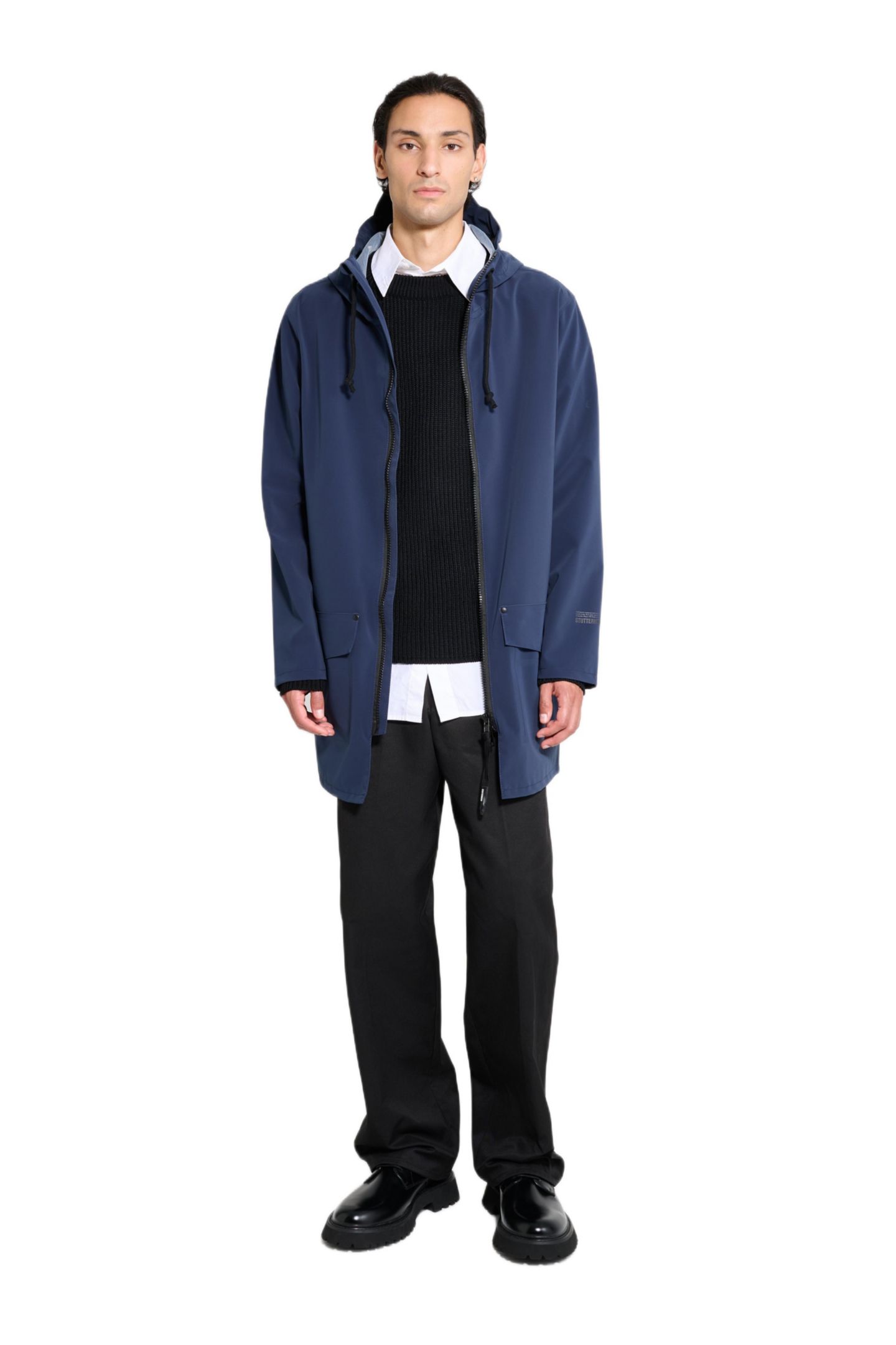 Мужские куртки Stutterheim Classic and Unisex Stockholm Patch Raincoat, цвет: Тёмно-синий — фото 1