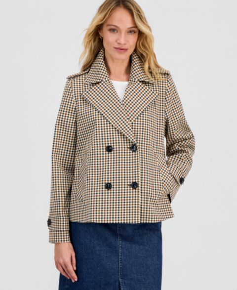 Женские куртки London Fog Petite Short Double-Breasted Trench Coat