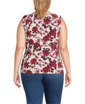 Women's Plus Size Sleeveless Silky Knit Drape Front Top