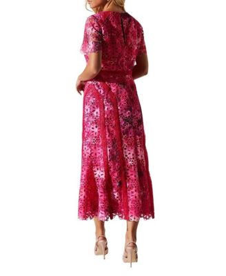 Women's Printed Lace Midi Pencil Dress