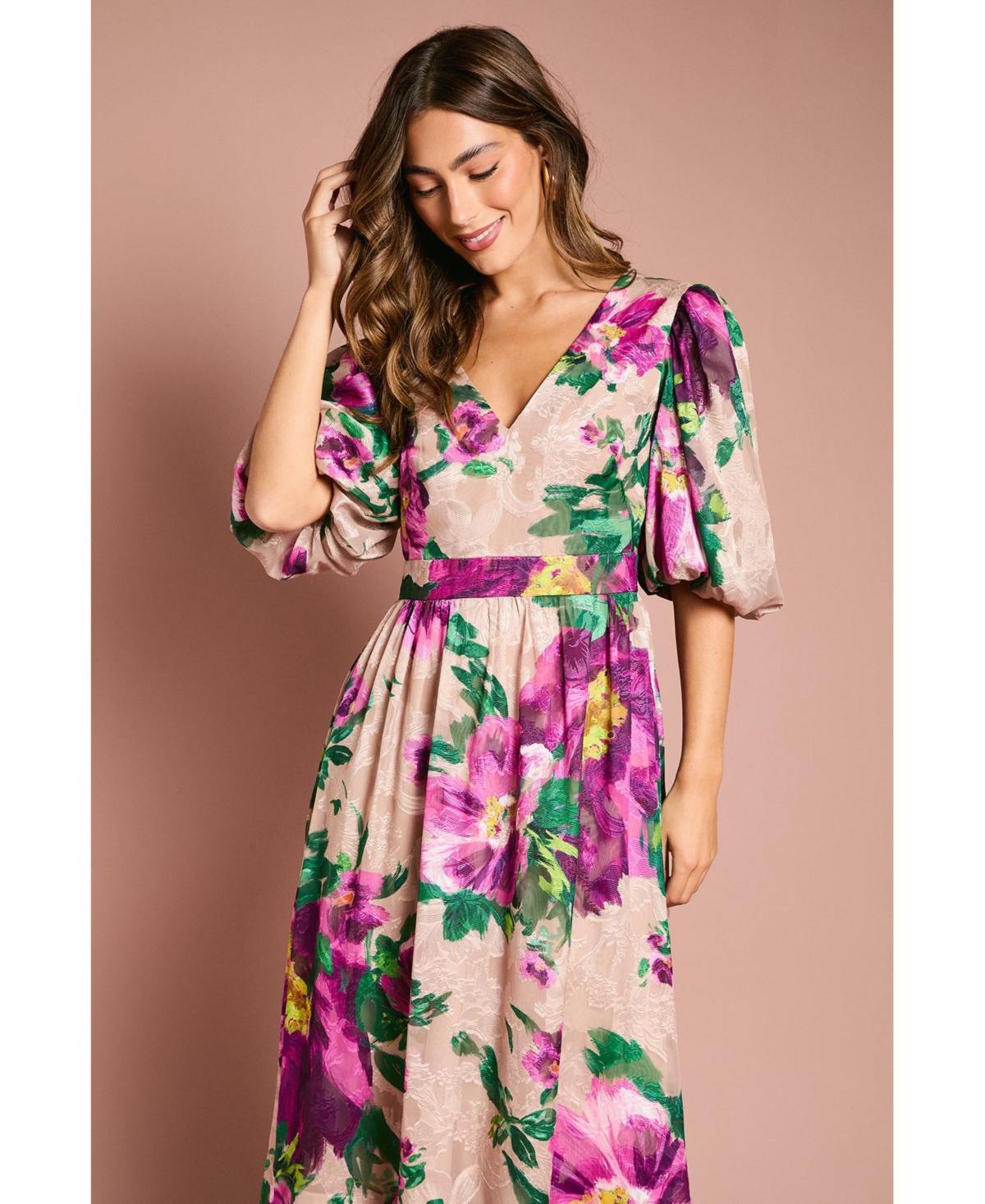 Coast Women's Bow Detail Jacquard Midi Dress