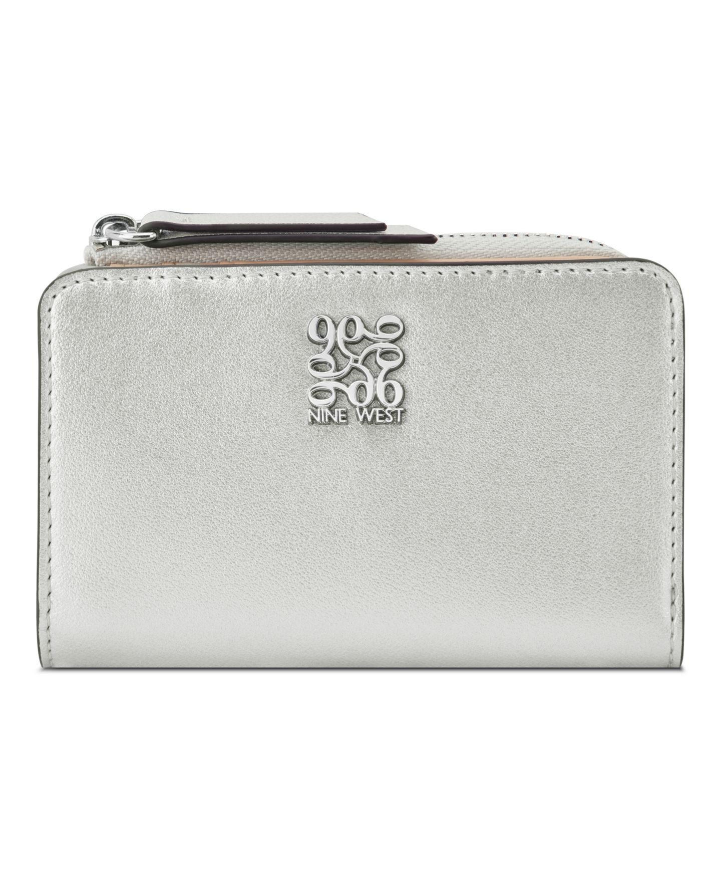 Женский кошелёк Nine West Cramer Zip Around Card Case, цвет: Серебряный — фото 1