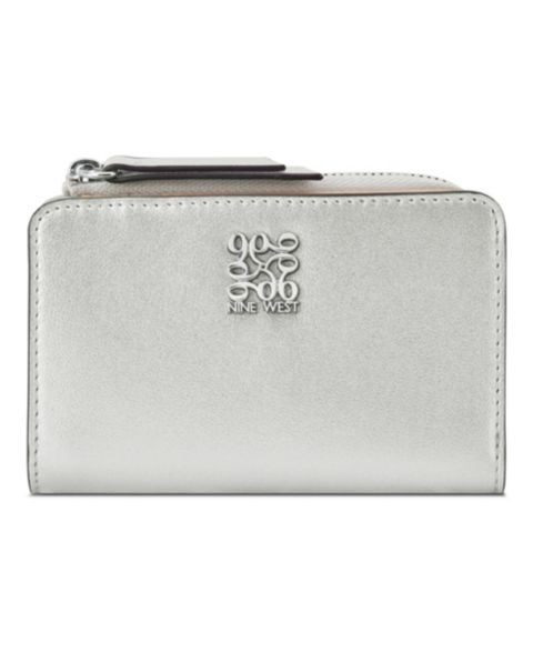 Женский кошелёк Nine West Cramer Zip Around Card Case, цвет: Серебряный