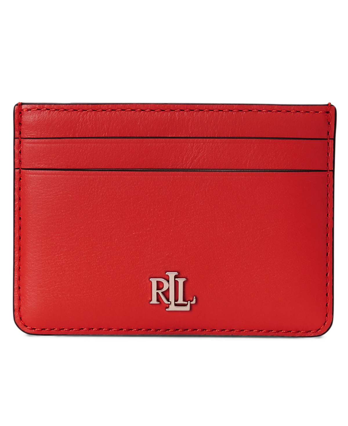 Ralph Lauren Women's Full-grain Leather Small Slim Card Case In Red