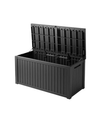 180 gal Patio Waterproof Resin Deck Box Lockable Outdoor Storage Garden Tools