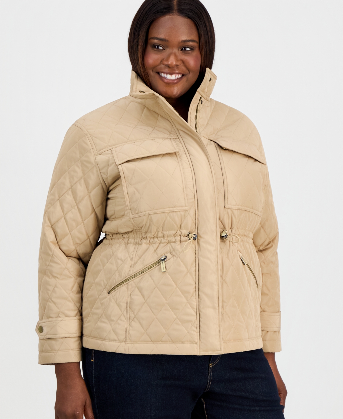 Michael Kors Plus Short Quilted Coat