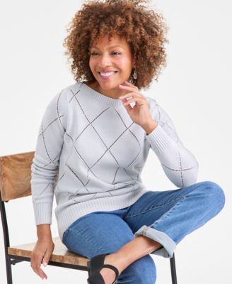 Women's Pointelle Boat-Neck Sweater, Macy's Exclusive