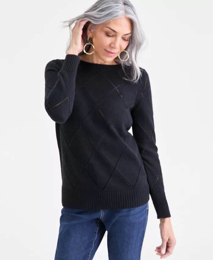 Women's Pointelle Boat-Neck Sweater - thumbnail 4