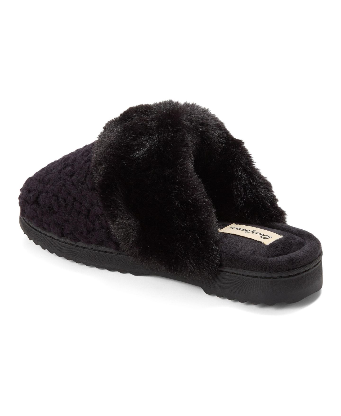 Женские тапочки Dearfoams Courtney Knit Scuff Slipper, цвет: Чёрный однотонный — фото 2