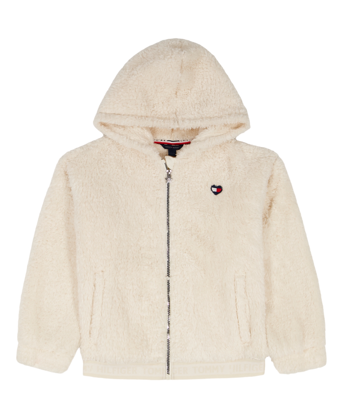 Tommy Hilfiger Kids' Girls 7-16 Minky Zip Front Hoodie In Neutral