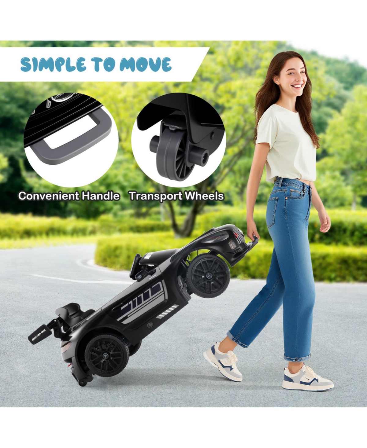 Costway Ride on Car Licensed Mercedes-amg GT3 Kids Car with Remote Control 3 Speeds