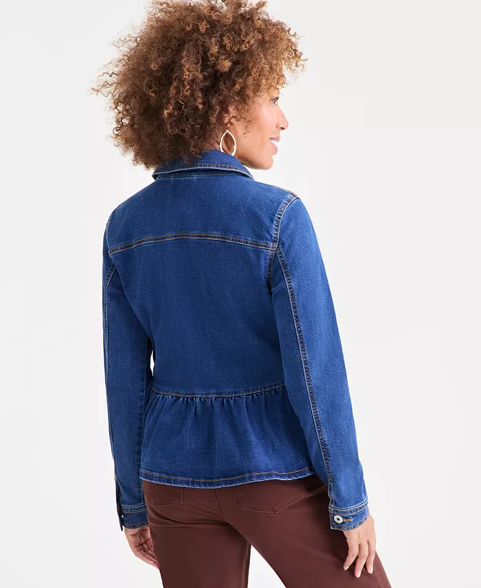 Women's Peplum Denim Jacket - thumbnail 8